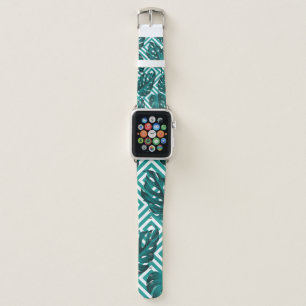 Floral seamless pattern with leaves. tropical back apple watch band
