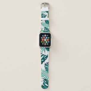 Floral seamless pattern with leaves. tropical back apple watch band