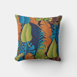 Floral seamless pattern with leaves. tropical back throw pillow