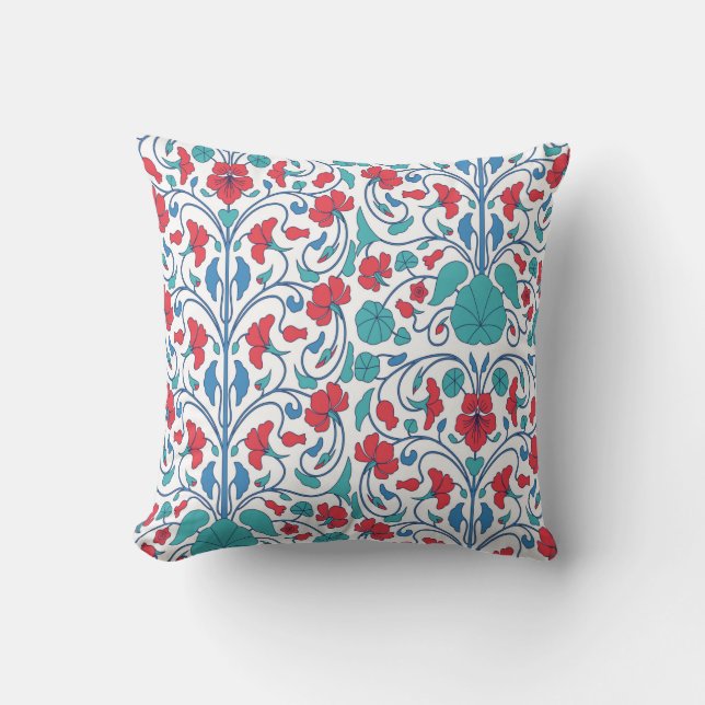Floral seamless pattern with nasturtium flowers. A Throw Pillow (Front)