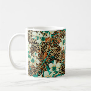 Floral seamless pattern with orchids coffee mug