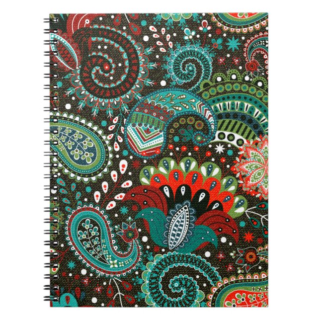 Floral seamless pattern with paisley elements notebook (Front)