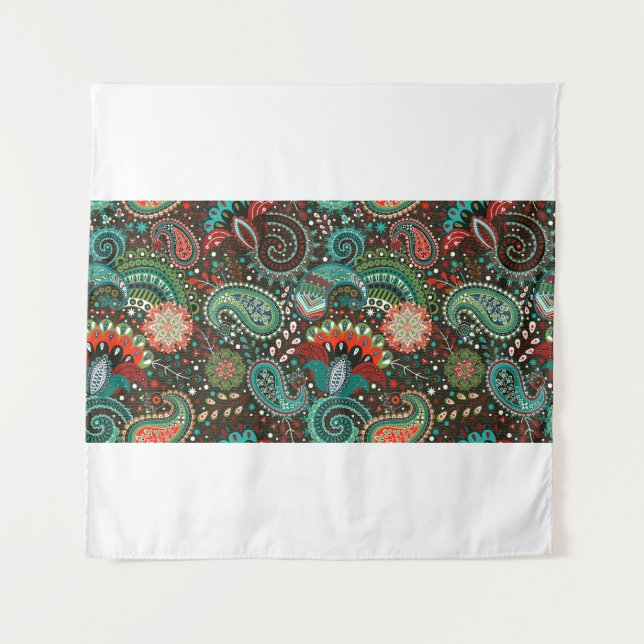 Floral seamless pattern with paisley elements tapestry (Front)