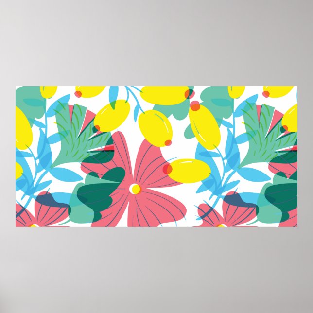 Floral seamless pattern with tranparency elements. poster (Front)