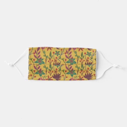Floral seamless pattern yellow flowers and leaves adult cloth face mask