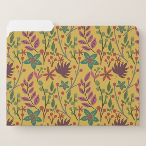 Floral seamless pattern yellow flowers and leaves file folder
