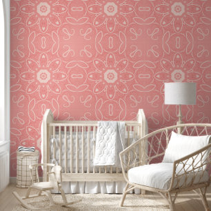 Floral Seamless Patterns in Pink Wallpaper
