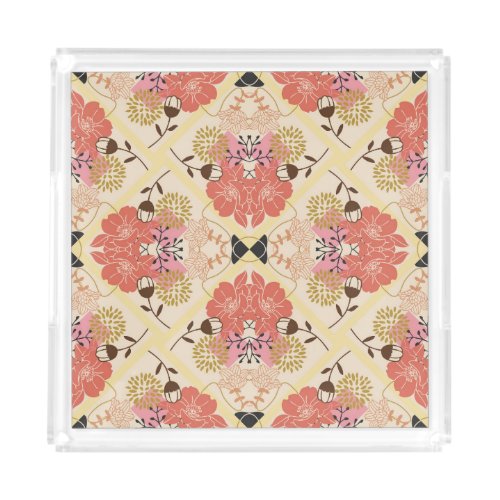 Floral seamless vintage pattern design acrylic tray