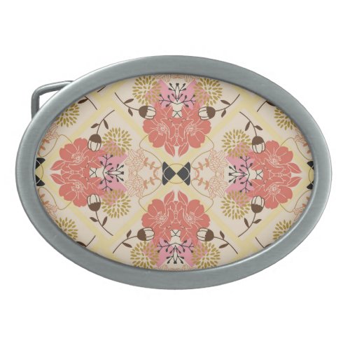 Floral seamless vintage pattern design belt buckle