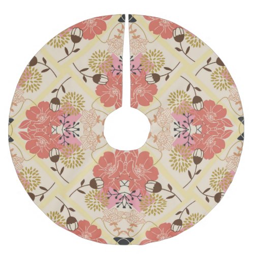 Floral seamless vintage pattern design brushed polyester tree skirt
