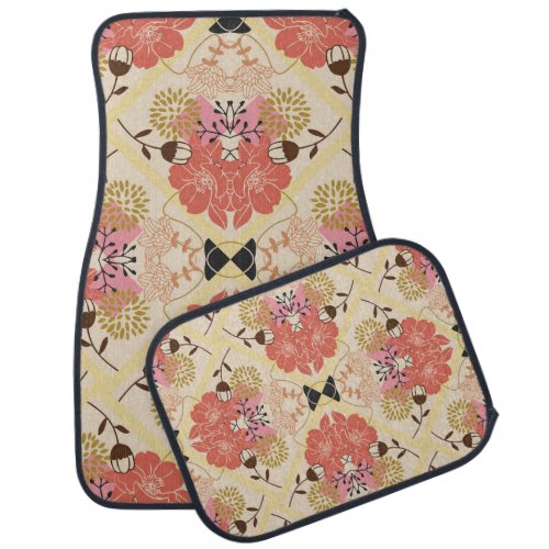 Floral seamless vintage pattern design car floor mat