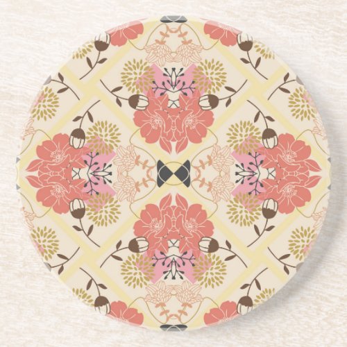 Floral seamless vintage pattern design coaster