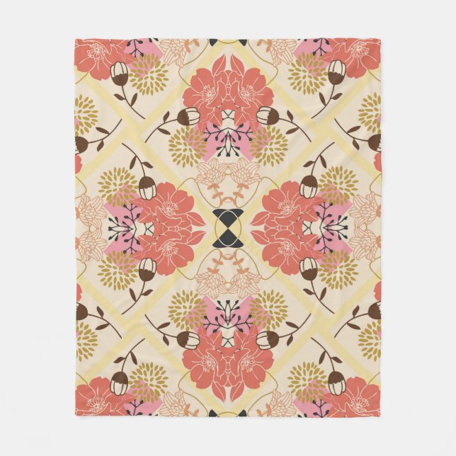 Floral seamless vintage pattern design. fleece blanket (Front)