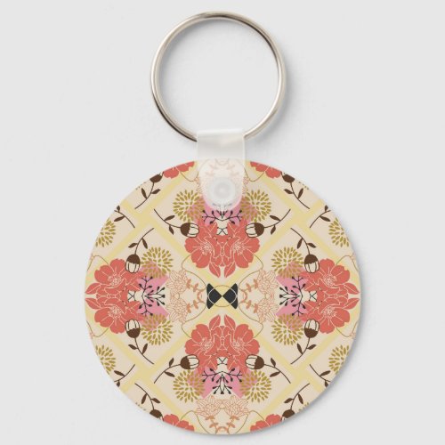 Floral seamless vintage pattern design keychain