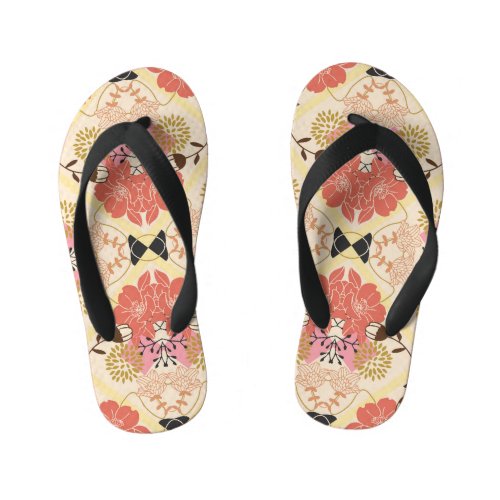 Floral seamless vintage pattern design kids flip flops