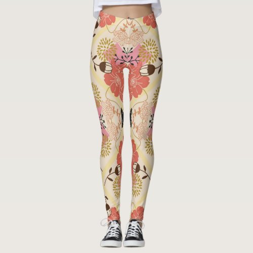 Floral seamless vintage pattern design leggings