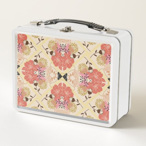 Floral seamless vintage pattern design metal lunch box