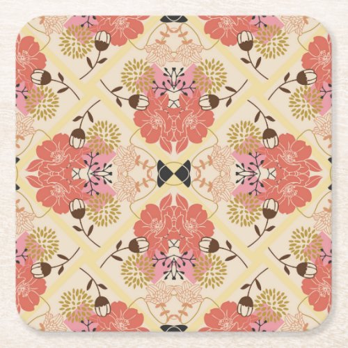 Floral seamless vintage pattern design square paper coaster