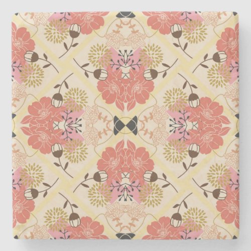 Floral seamless vintage pattern design stone coaster