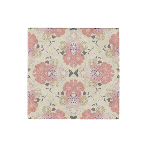 Floral seamless vintage pattern design stone magnet