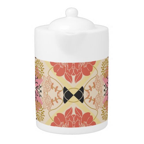 Floral seamless vintage pattern design teapot