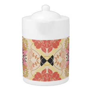 Floral seamless vintage pattern design. teapot