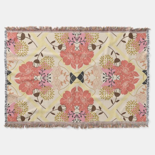 Floral seamless vintage pattern design throw blanket