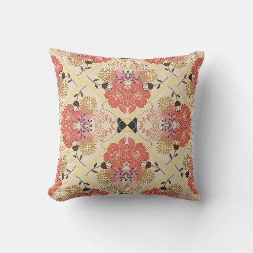 Floral seamless vintage pattern design throw pillow