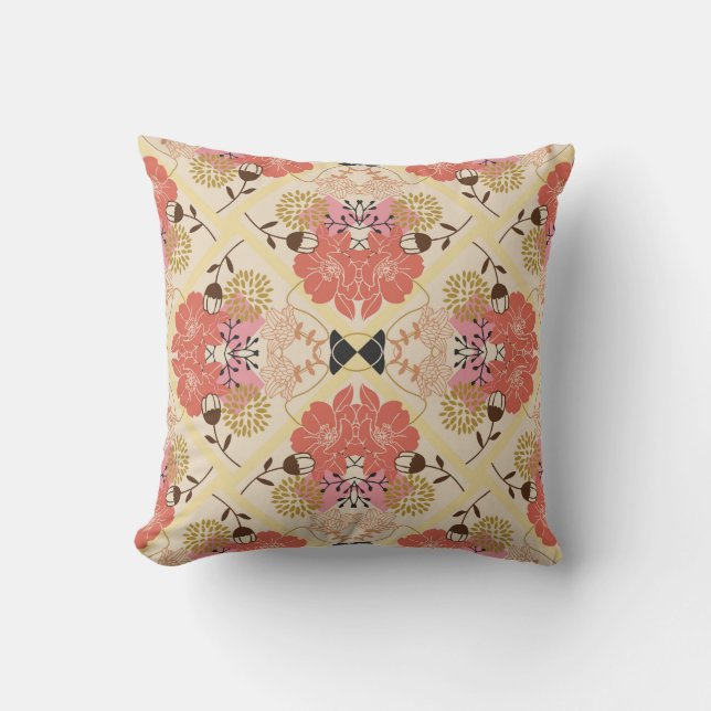 Floral seamless vintage pattern design. throw pillow (Front)