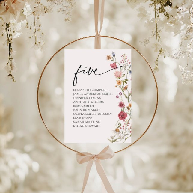 Floral Seating Chart Card | Table Five (Creator Uploaded)