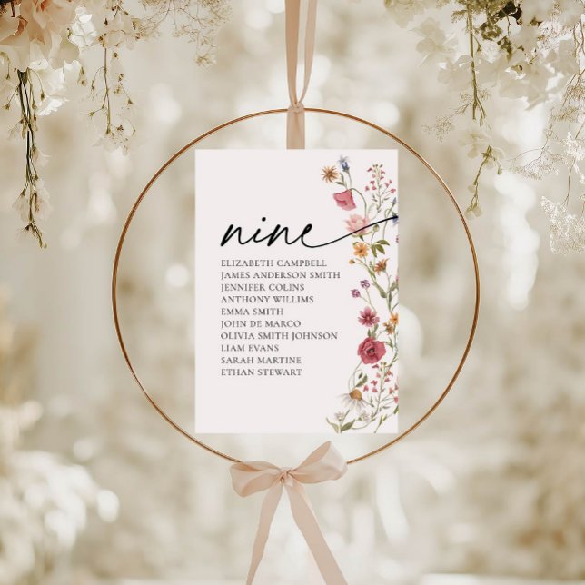 Floral Seating Chart Card | Table Nine (Creator Uploaded)