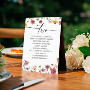 Floral Seating Chart Card Table Two