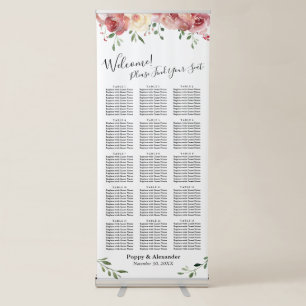 Floral Seating Chart with 150 Guest Names Retractable Banner