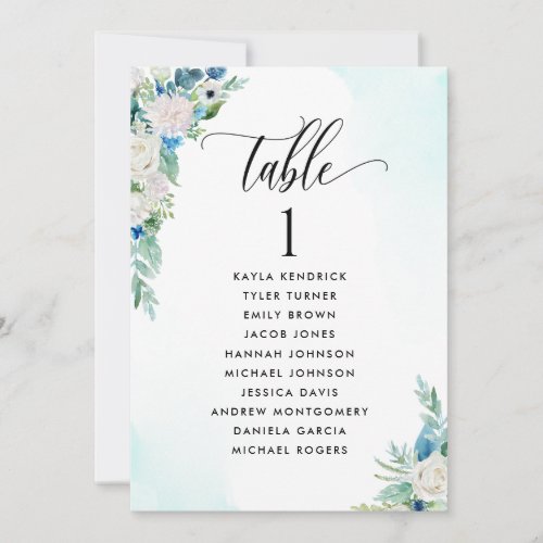 Floral Seating Plan Card with Guest Names