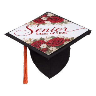 Floral Senior Class of 2026 Graduation Script Cap Topper