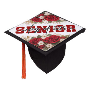 Floral Senior Class of 2026 Graduation Typography Cap Topper