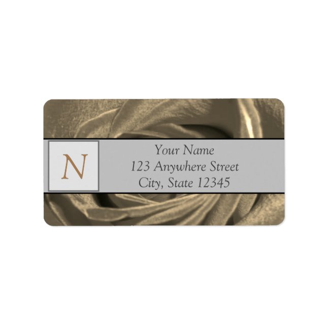 Floral Sepia Rose Photo Address Labels (Front)