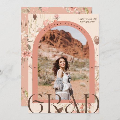 Floral Serenity Boho  Arch Frame Graduation Photo Announcement