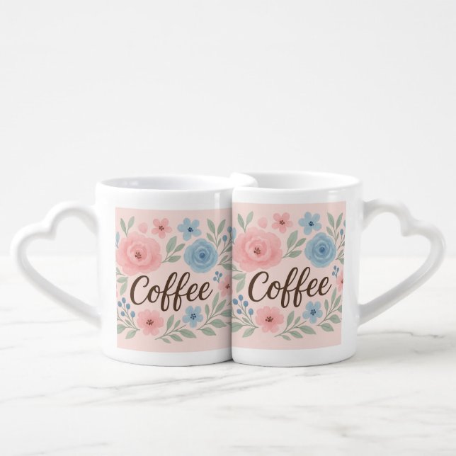 Floral Serenity Coffee Art Coffee Mug Set (Front Nesting)