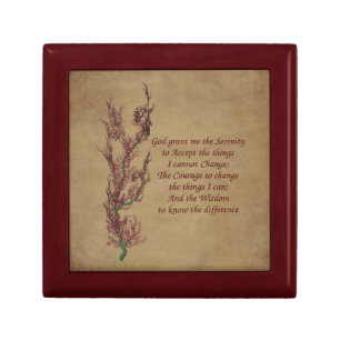 Floral Serenity Prayer Inspirational Jewelry Box