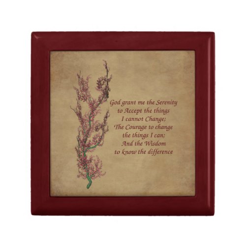Floral Serenity Prayer Inspirational  Jewelry Box