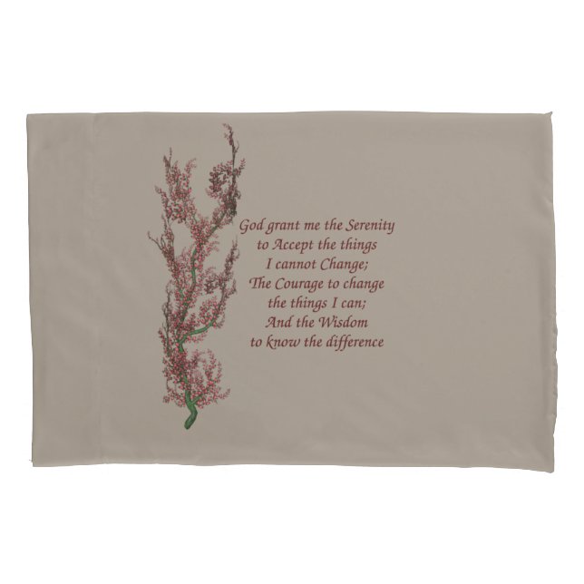 Floral Serenity Prayer Inspirational Quote   Pillow Case (Front)
