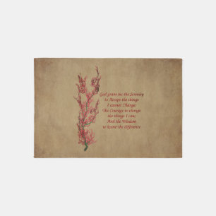 Floral Serenity Prayer Inspirational Quote Rug