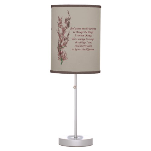Floral Serenity Prayer Inspirational Quote  Table Lamp