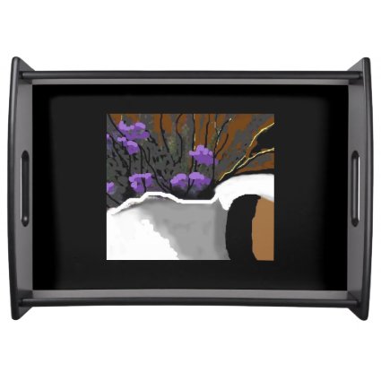 Floral Serving Tray with purple flowers