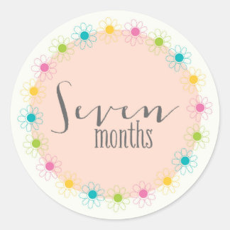 Floral Seven Months New Baby Sticker