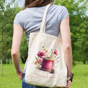 Floral Sewing Lovers Tote Bag