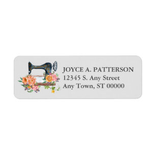 Floral Sewing Machine Return Address Label