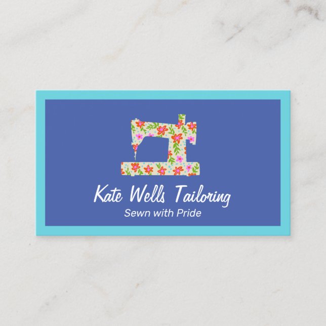 Floral Sewing Machine Seamstress Calling Card (Front)