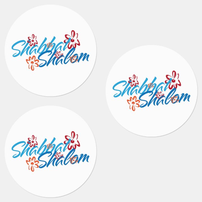 Floral Shabbat Shalom Labels (Group)